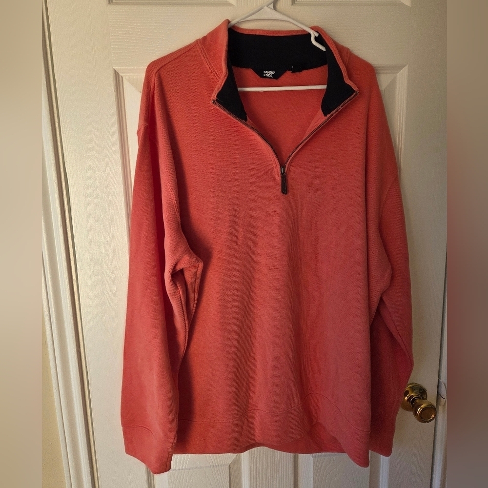 Lands' End Men's Quarter Zip Pullover 2XL Coral